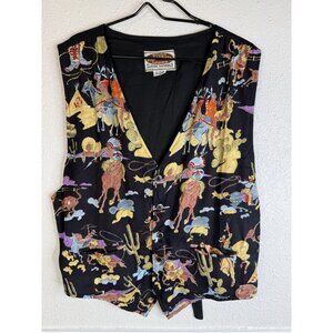 Vintage Paragraff Clothing Vest Mens XL Cowboys Indians Western Novelty 80s 90s